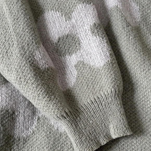 SHEIN Sage Green Floral Open-Front Knit Cardigan - Picture 3 of 4